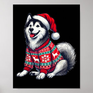 Póster Jersey feo de perro Husky Siberiano sombrero de Sa