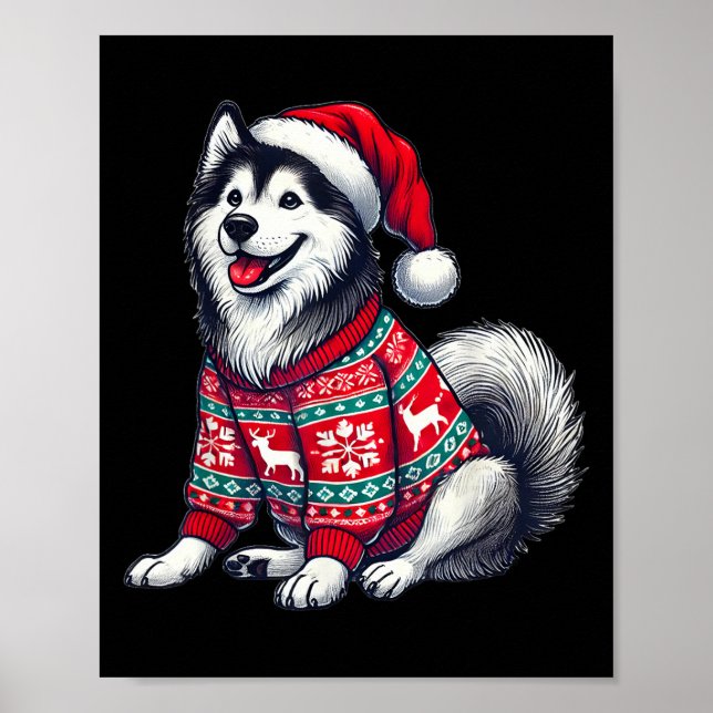 Póster Jersey feo de perro Husky Siberiano sombrero de Sa (Frente)
