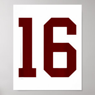 Póster Jersey Marrón Y Blanco Número 16 Uniforme De Jugad