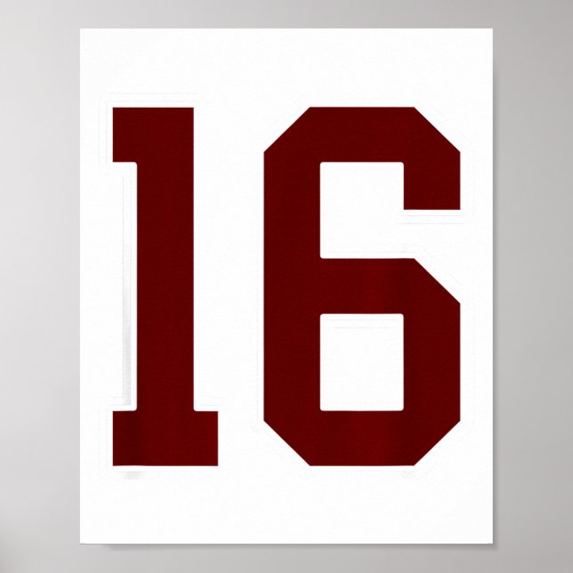 Póster Jersey Marrón Y Blanco Número 16 Uniforme De Jugad (Frente)
