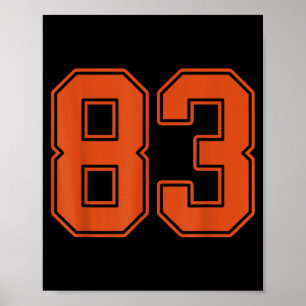 Póster Jersey Naranja Quemada Número 83 Uniforme de Jugad