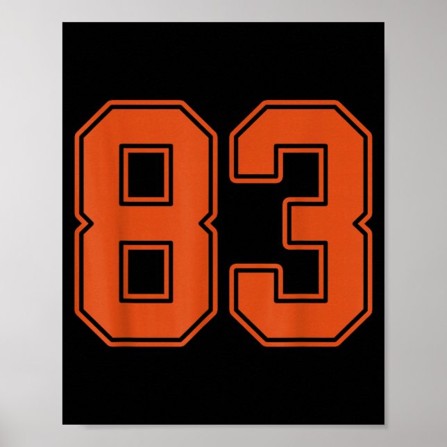 Póster Jersey Naranja Quemada Número 83 Uniforme de Jugad (Frente)