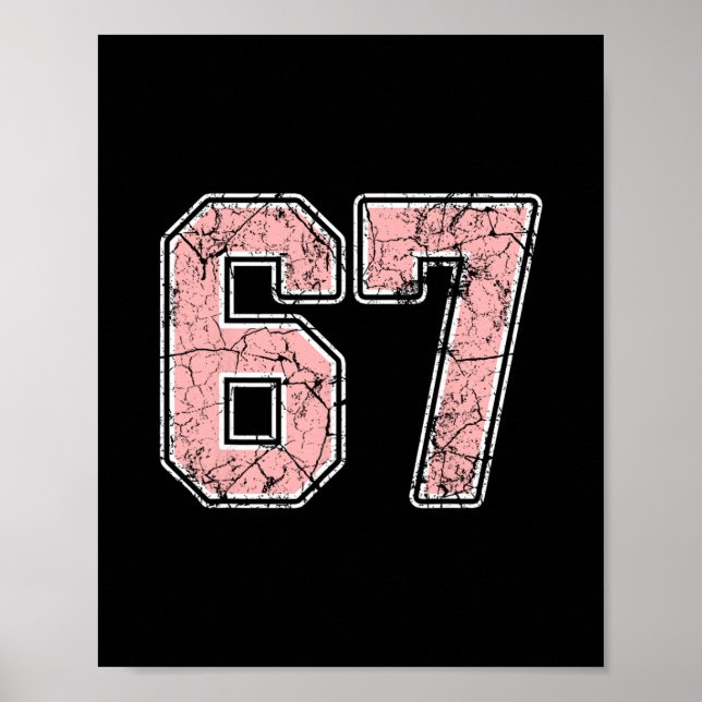 Póster Jersey número 67 rosa y blanco uniforme de jugador (Frente)