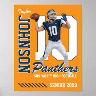 Póster Jersey número azul de foto personalizada de jugado