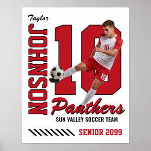 Póster Jersey Número Rojo Foto Personalizada Jugador de F