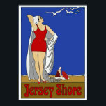 Póster Jersey Shore Art Deco Vintage<br><div class="desc">Costa de Nueva Jersey,  añeja</div>