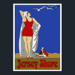 Póster Jersey Shore Art Deco Vintage<br><div class="desc">Costa de Nueva Jersey,  añeja</div>