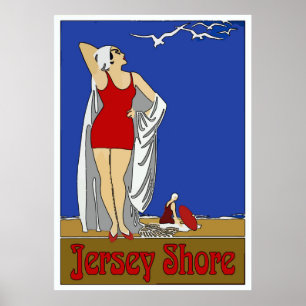 Póster Jersey Shore Art Deco Vintage