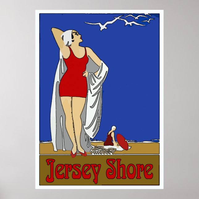 Póster Jersey Shore Art Deco Vintage (Frente)