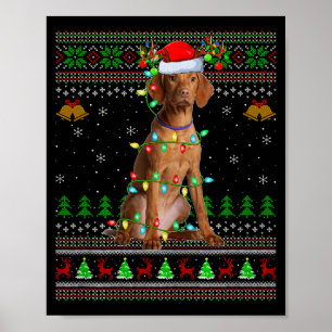Póster Jerseys Navideños Feos de Perro Vizsla Fiesta Sant