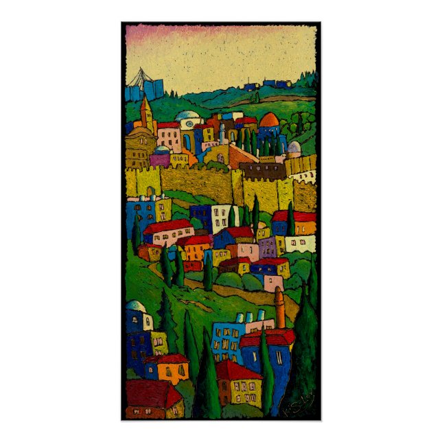 Póster Jerusalén al amanecer, Jonathan Kis-Lev Lienzo imp (Anverso)