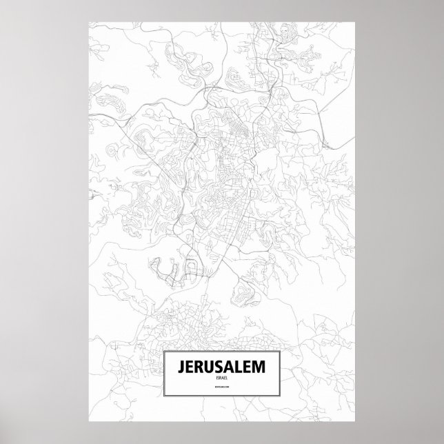 Póster Jerusalén, Israel (negro sobre blanco) (Frente)