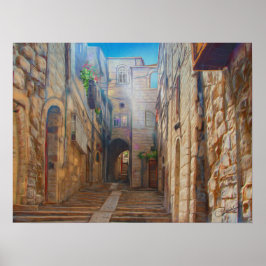 Póster Jerusalén Old Street David ciudad Israel Bella Art