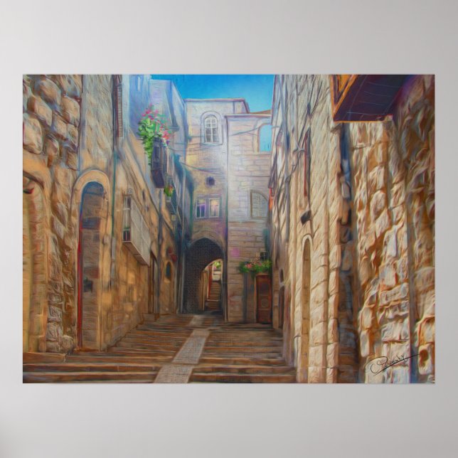 Póster Jerusalén Old Street David ciudad Israel Bella Art (Frente)