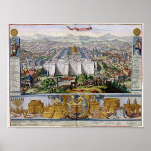 Póster Jeruselem y el Templo Panorama Antiguo 1687