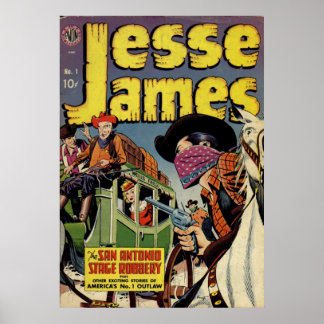 Póster Jesse James- Libro de historietas de época