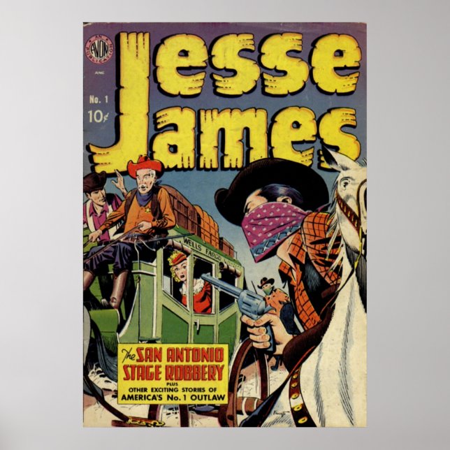 Póster Jesse James- Libro de historietas de época (Frente)