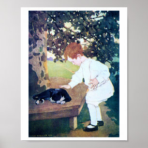 Póster Jessie Willcox Smith, gato y niño durmiendo