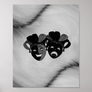 Póster Jester de teatro de comedia y tragedia enmascara p