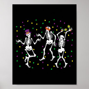 Póster Jester Skeleton Danzando el Carnaval de los Huesos