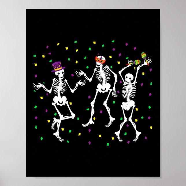 Póster Jester Skeleton Danzando el Carnaval de los Huesos (Frente)