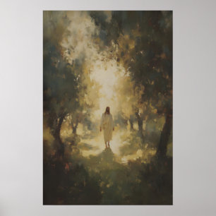 Póster Jesucristo caminando por el bosque, sagrado