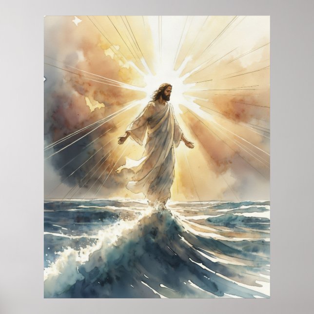 Póster Jesucristo caminando sobre el agua (Frente)