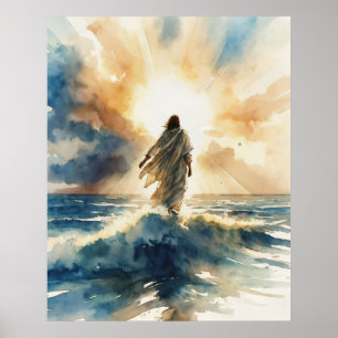Póster Jesucristo caminando sobre el agua