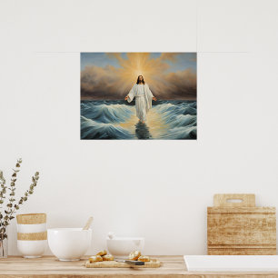 Póster Jesucristo caminando sobre el agua