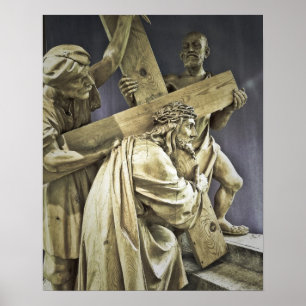 Póster Jesucristo cargando Poster cruzado