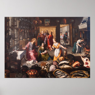 Póster Jesucristo con Marta y María - Joos Goemaere