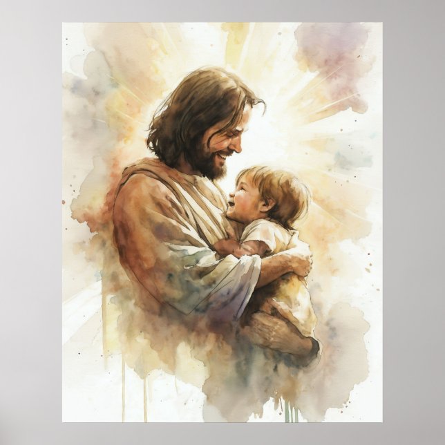 Póster Jesucristo con un niño (Frente)