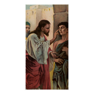 Póster Jesucristo curando al hombre ciego