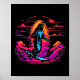 Póster Jesucristo en monopatín - Retro monopatín cristian