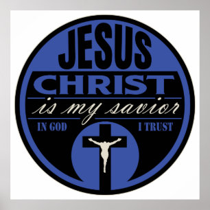 Póster Jesucristo es mi salvador (azul)