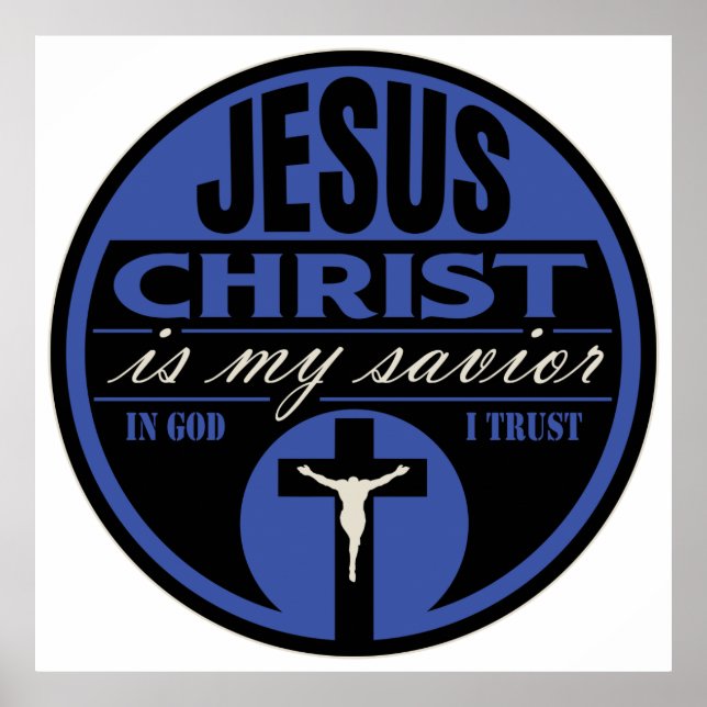 Póster Jesucristo es mi salvador (azul) (Frente)