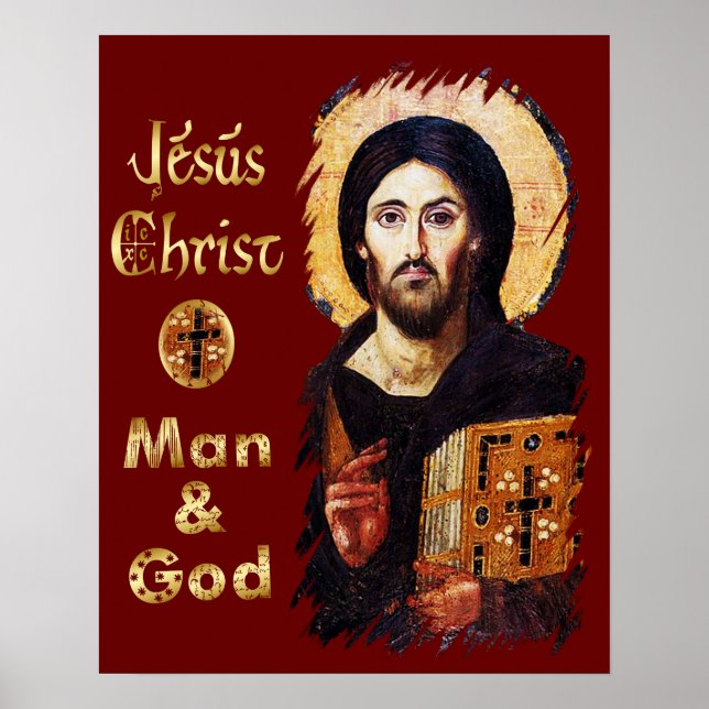 Póster Jesucristo Pantocrador hombre y Dios católico (Frente)