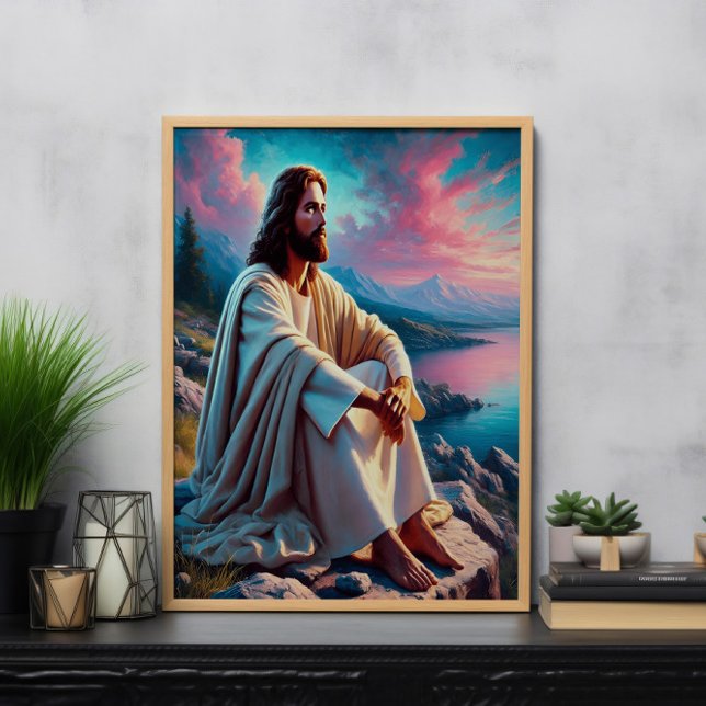 Póster Jesucristo reflexionando junto a la orilla del mar (Subido por el creador)
