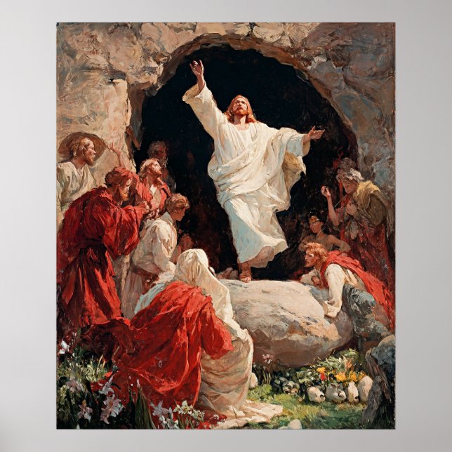 Póster Jesucristo resucitando de la tumba (Frente)