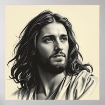 Jesucristo - Retrato artesanal de carbón vegetal