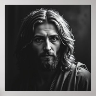 Póster Jesucristo - Retrato artesanal de carbón vegetal