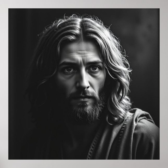 Póster Jesucristo - Retrato artesanal de carbón vegetal (Frente)