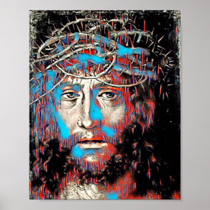 Póster Jesucristo usando pintura abstracta de la corona d