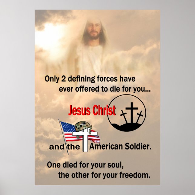 Póster Jesucristo y soldado estadounidense de 24" X 33,6" (Frente)