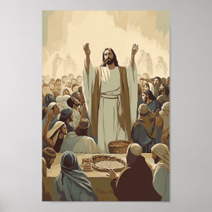 Póster Jesús alimenta a la Biblia de Cristo 5000 contra l