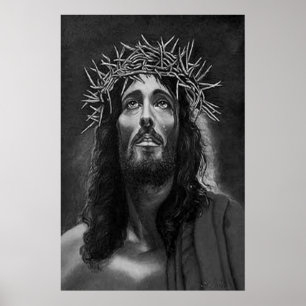 Póster Jesús alzando la mirada hacia el afiche de Dios