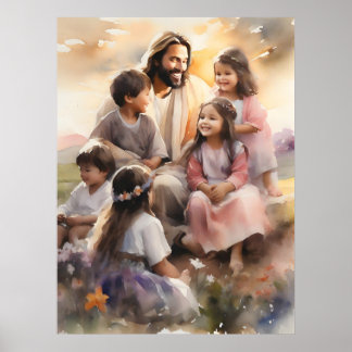 Póster Jesús ama a los niños