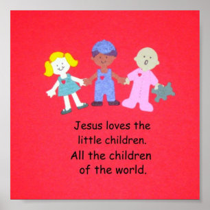 Póster Jesús ama a los niños pequeños.
