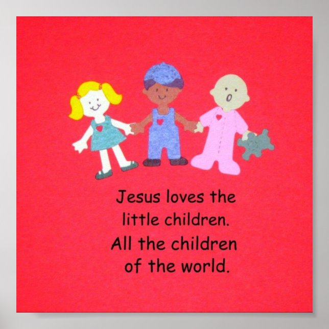 Póster Jesús ama a los niños pequeños. (Frente)