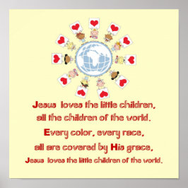 Póster Jesús ama a los niños pequeños